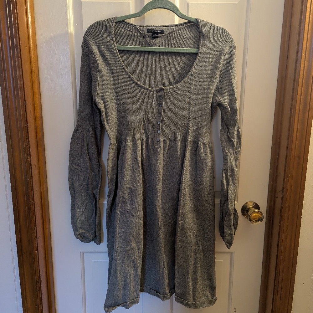 Tommy Hilfiger Grey Ribbed Empire Waist Sweater Dress - Size XL